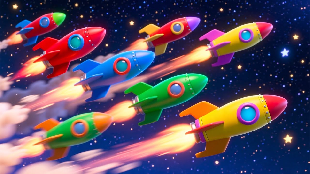 Flying Rocket Numbers Song for Kids | Learn Counting 1–10 in Space, Fun Numbers Nursery Rhyme,