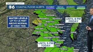 Coastal flood advisory remains in effect for parts of Virginia until 8 p.m. Friday