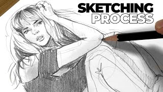Pencil Sketching Process  3 steps for REALLY loose sketches
