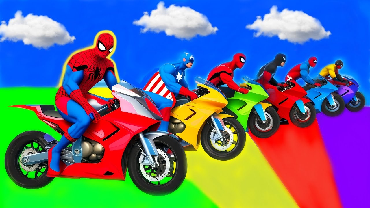SPIDER-MAN against Shark Ride on Motorcycle STUNT FUNNY MOMENTS | GTA MONSTER Pro