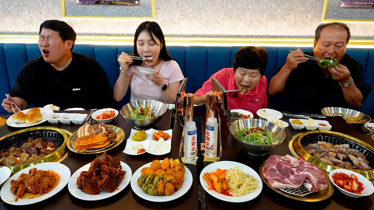 Мясной шведский стол премиум-класса, полный разнообразных блюд и качественного мяса – Мукбанг.