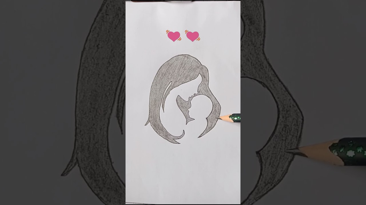 Lovely mother and baby drawing 