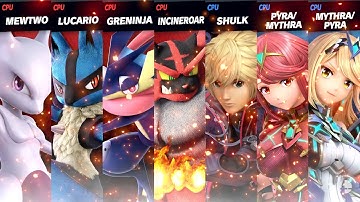 Mewtwo & Lucario & Greninja & Incineroar (Pokémon) vs Shulk & Pyra & Mythra (Xenoblade Chronicles)