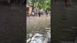 Severe flooding inundates Central Avenue in Harbin, China