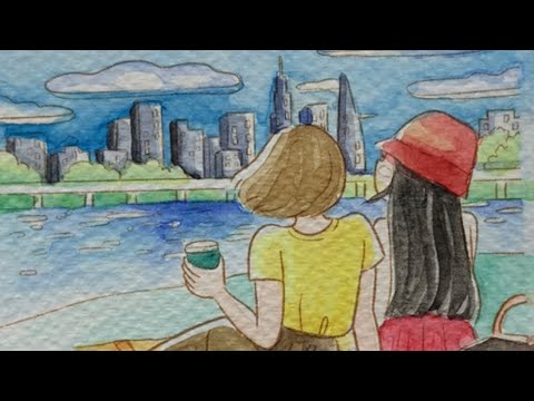 Video Thử nghiệm tô màu nước deli/ Ngắm hoàng hôn cùng người... - youtube
