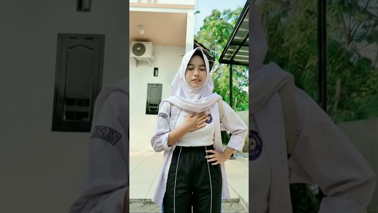 Hijab High School Student Feels Fast Heartbeat In the Yard