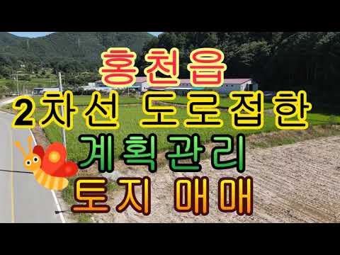 <strong>홍천군</strong> 홍천읍 계획관리 토지 매매 2461(744평) 2억4천만 땅 모양 좋음 2차선 도로변 접함