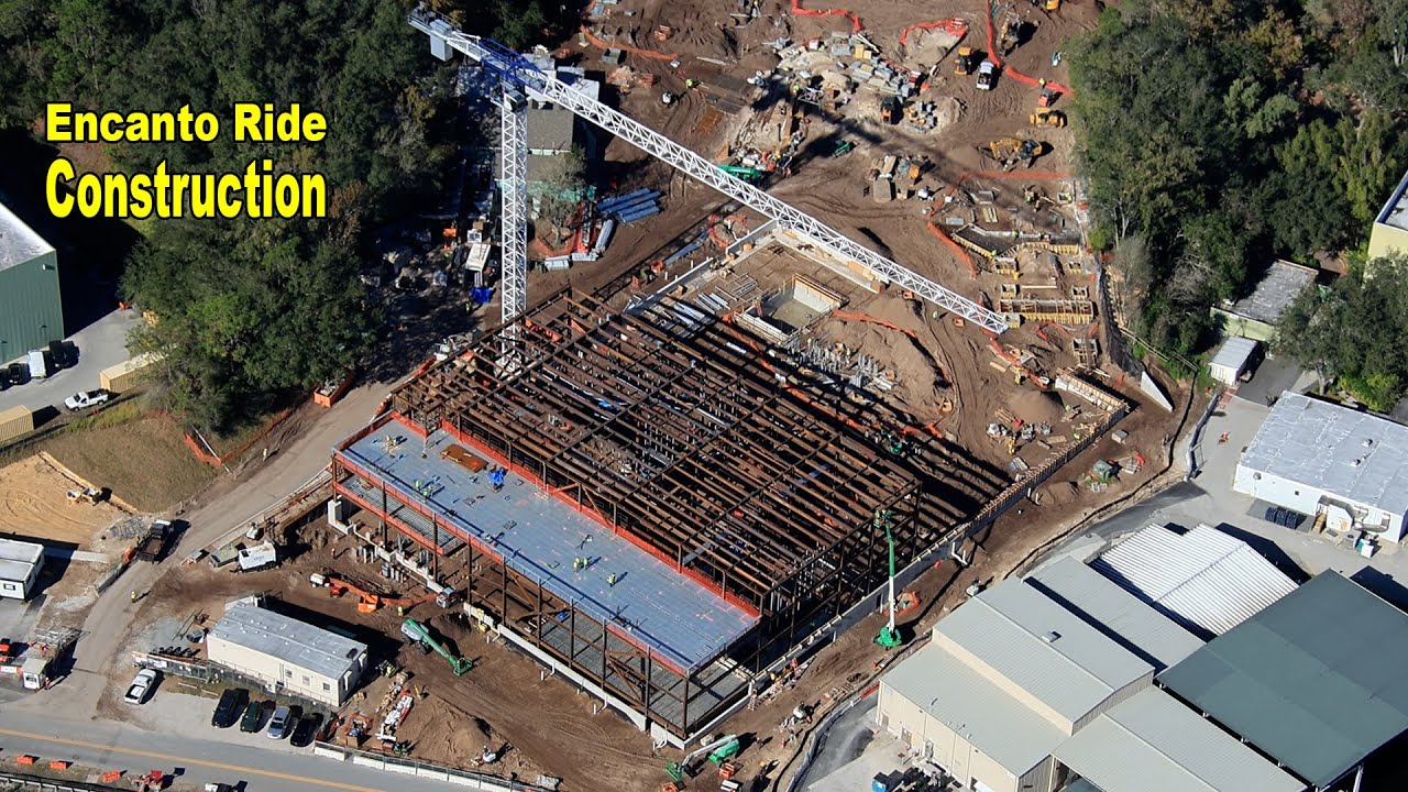 Aerial look at Encanto Ride construction