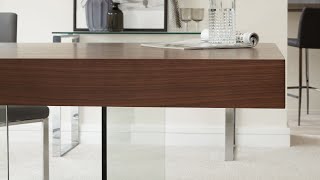 Aria Espresso Dark Wood and Glass Dining Table screenshot 1