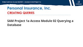 Access: Module-2  Project 1a ( Querying a Database) - Personal Insurance, Inc.