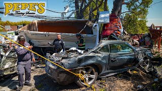 Dump Truck Loses Brakes: Destroys Camaro and Honda