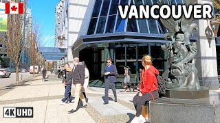 【4K】☀  Downtown Vancouver BC, Canada. April 2024. Amazing sunny day.  Relaxing Walk.