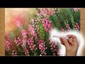 How to paint flowers with cotton swab technique acrylic landscape painting on canvas for beginners