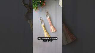 Macrame square knot tutorial for beginners | Easy DIY keychain in minutese #macrame #macramekeychain