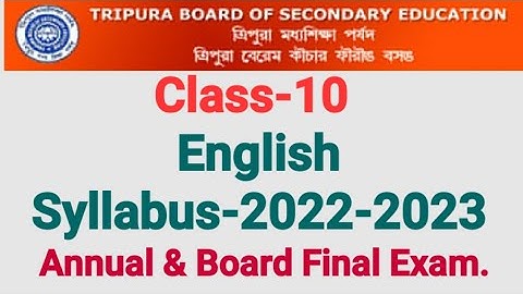 Class-10 English Syllabus-2022-23 | Pre-Board and Board Final Exam | TBSE