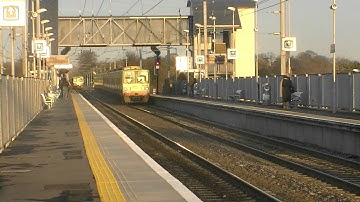 Irish Rail 8100 EMU 8120 + 81xx + 8125 departs and 8520 EMU 8535 + 8537 arrives at Clontarf Road