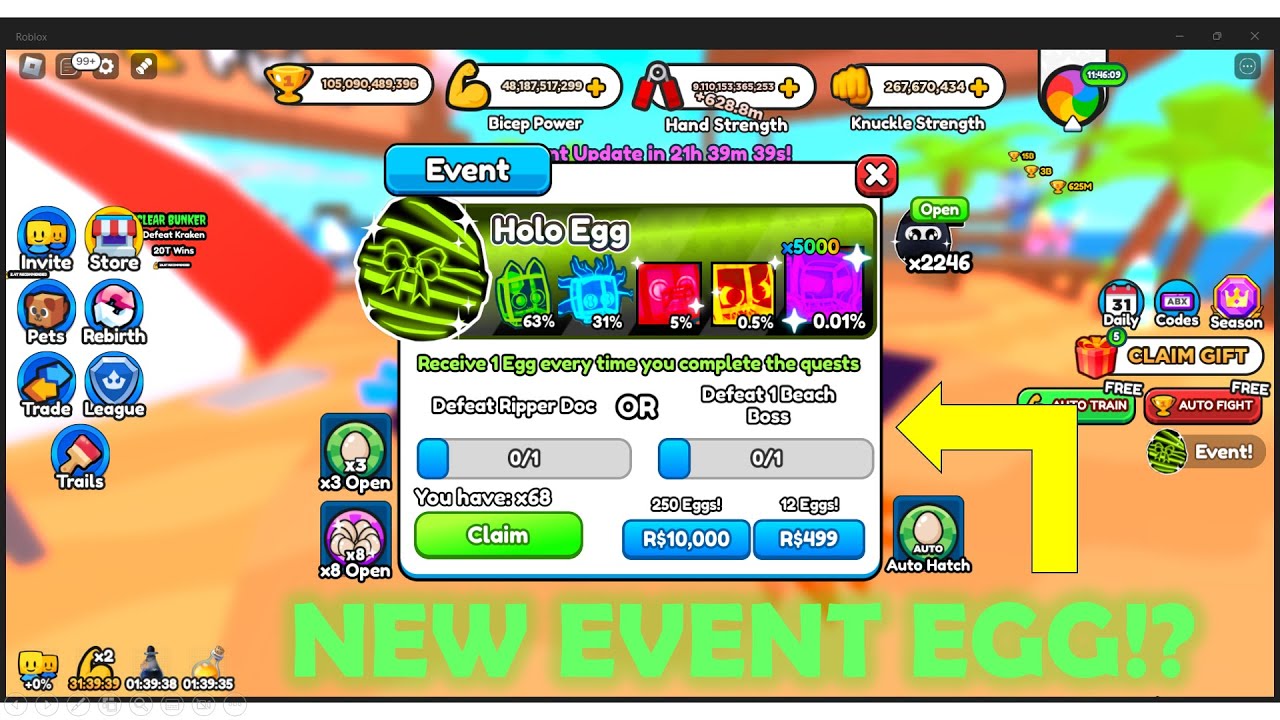 *NEW* BEST WAY to get HOLO EGGS Fast in Roblox Arm Wrestle Simulator!