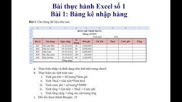 Hướng dẫn làm bài Excel: Bảng kê nhập hàng