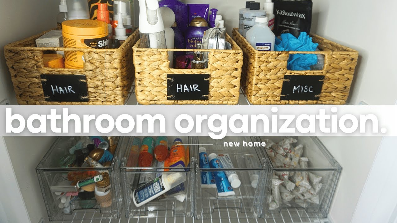 BATHROOM ORGANIZATION | CLEAN AND ORGANIZE my bathroom with me - new home edition!
