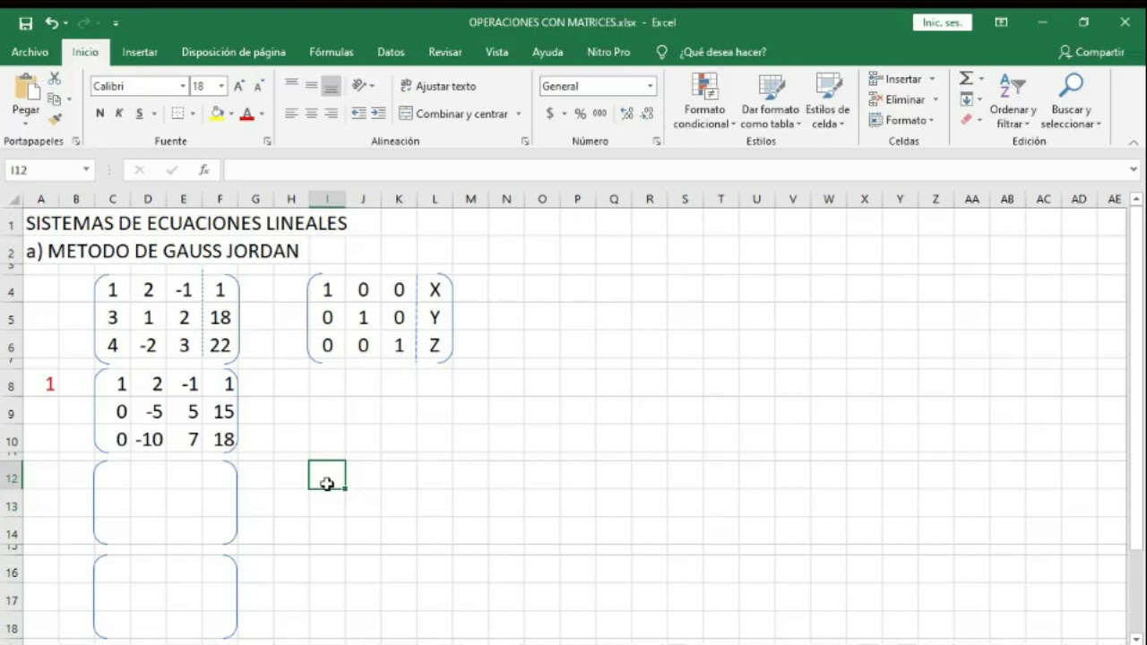 METODO DE GAUSS JORDAN Y REGLA DE CRAMER, RESUELTOS EN EXCEL - YouTube