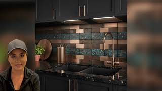 Rustic Copper Kitchen Tiles – Vintage, Patina Backsplash Set – Real Copper Wall Tiles