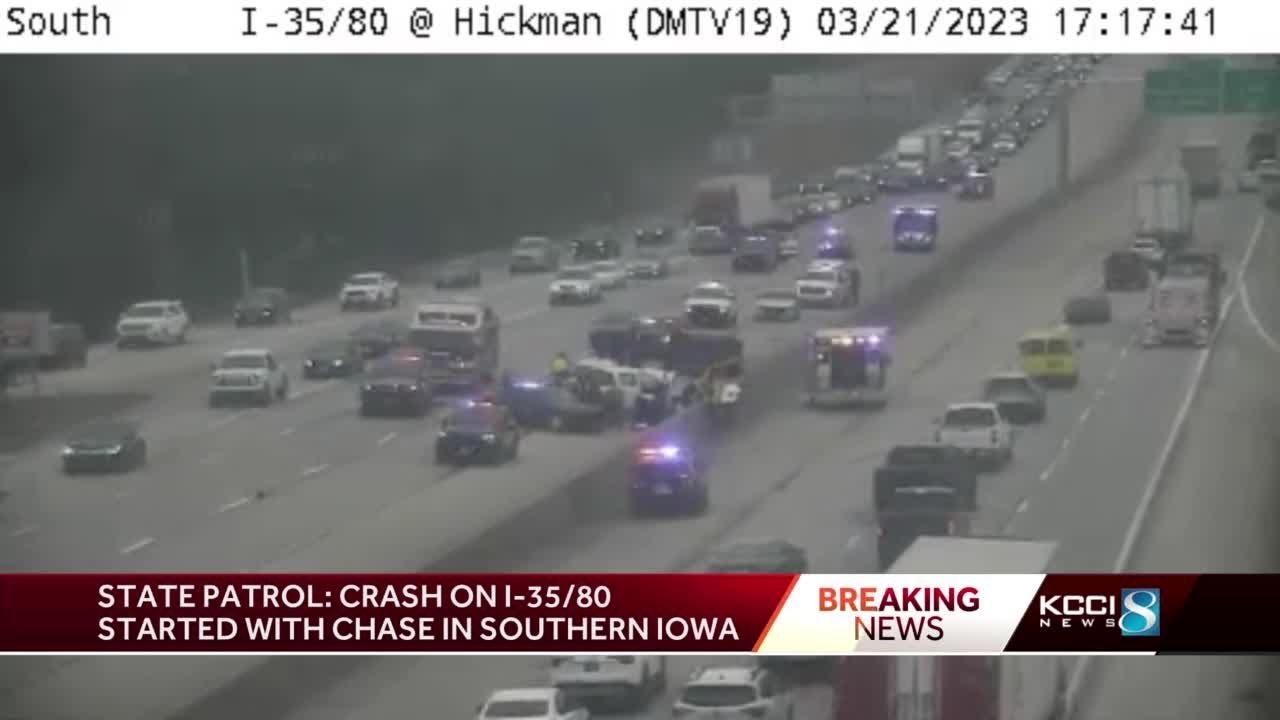 Iowa State Patrol investigating after chase ends in crash on I-80/35 ...
