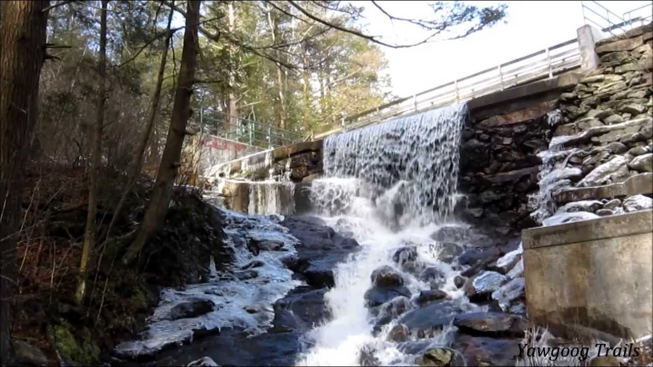 Green Fall Pond Spillway in Voluntown, CT (Winter) YouTube