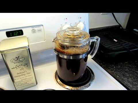 Vintage glass percolator in use!