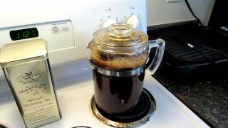 Vintage glass percolator in use!