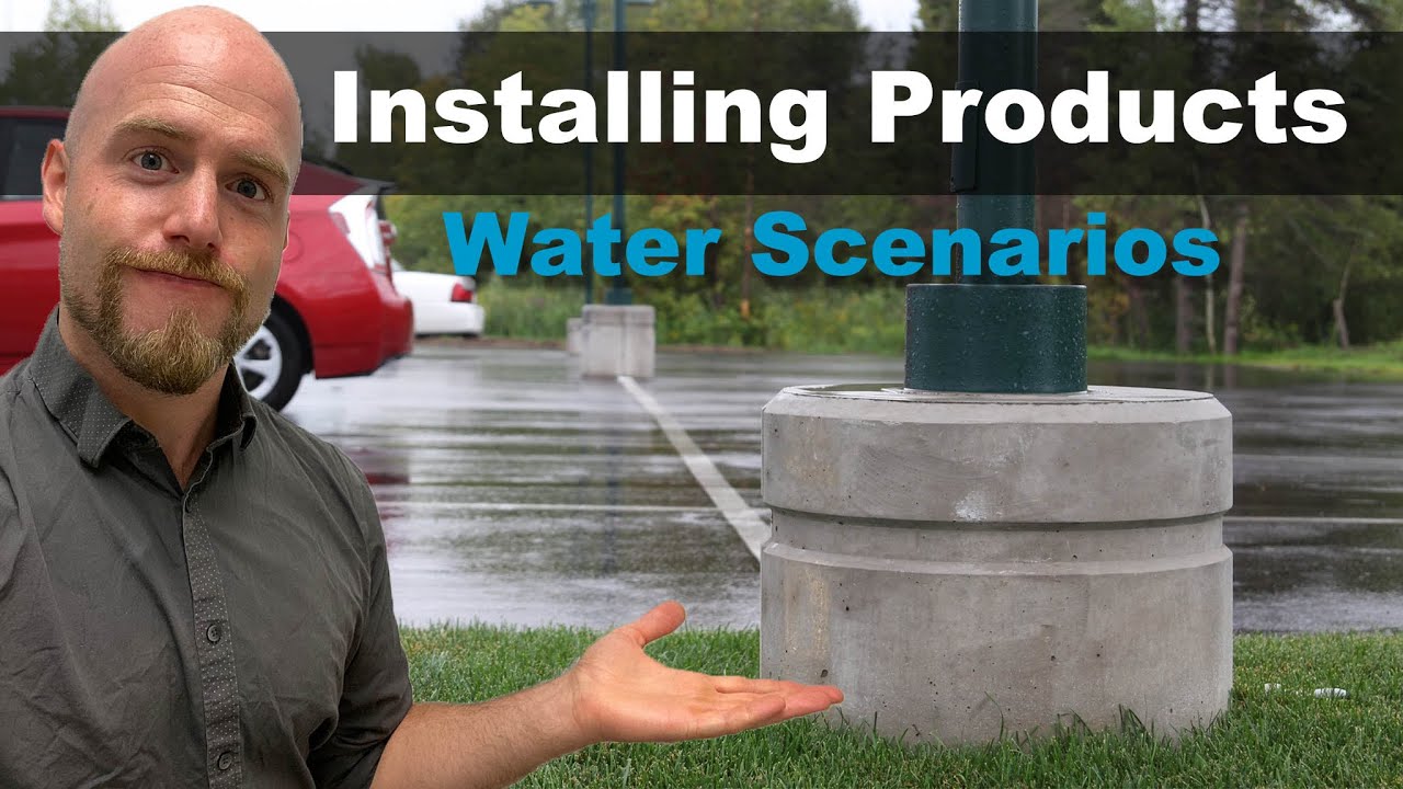 Installing Precast Concrete Light Pole Bases In Rain And High Water