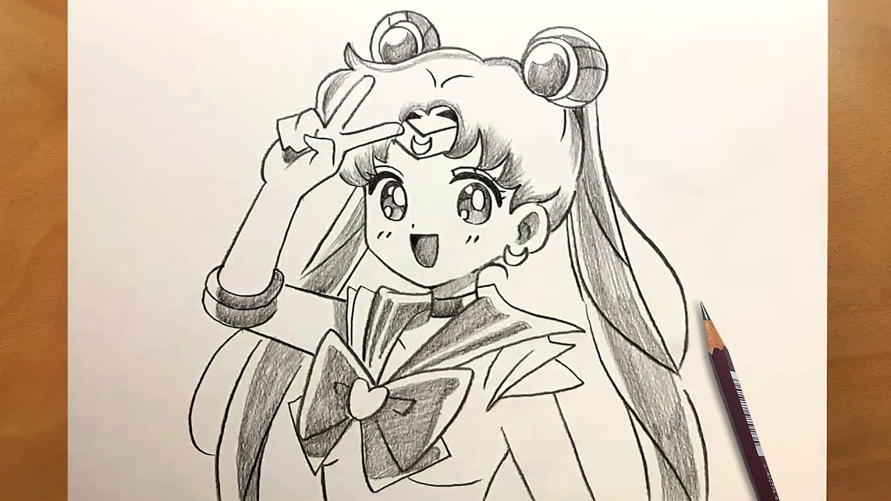 Как нарисовать Сейлор Мун шаг за шагом || Простой набросок аниме-девушки