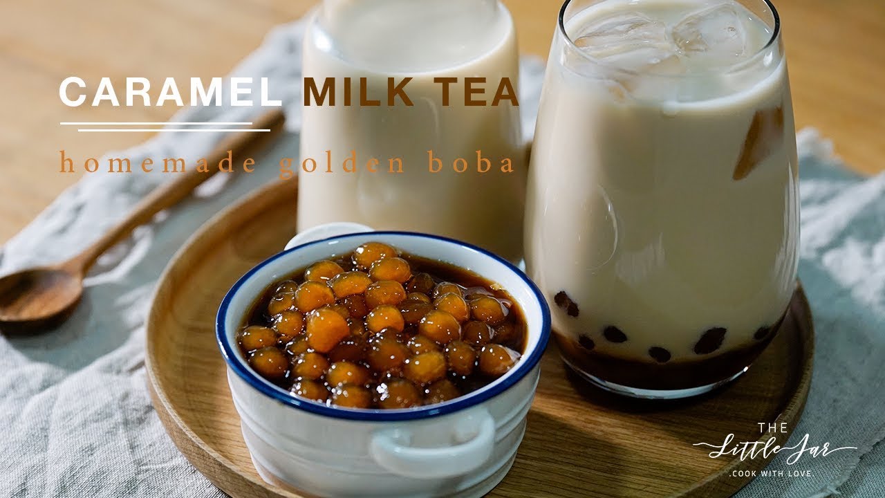 Caramel Milk Tea with Golden Boba recipe Cách làm Trà sữa nướng và trân châu Hoàng Kim TLJ