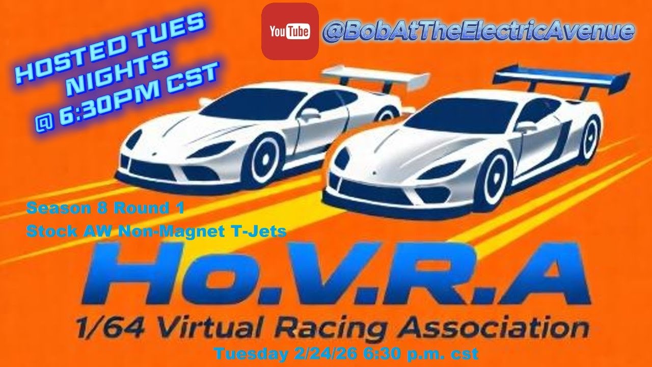 LIVE HO Slot car Racing - HOVRA Season 8 Round 1 -AW Non-Magnet -Jets