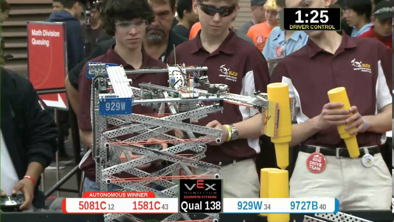 2015 VRC Math Q138 - 5081C 1581C vs 929W 9727B - 45 to 45 - VEX Worlds 2015 - Math Division