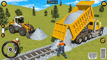 Train Track Builder Simulator - City Construction JCB Game 3D - Excavator Driving - Android Gameplay