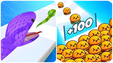 Snake Run Race 3D vs Food Run 3D - (ASMR Game, All Max Level)