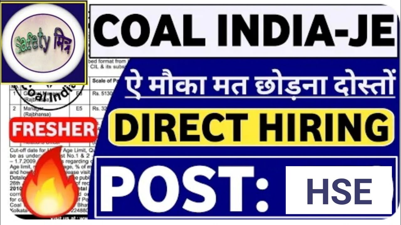 Coal India Projects 2023 II Fire Safety Officer Jobs II Safety Steward II HSE Officer II Safety Jobs