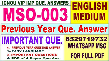MSO 003 Previous Year Question Paper in English | mso 003 important questions with answer