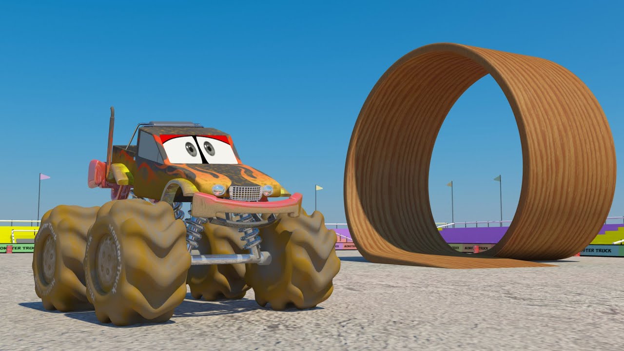 Monster Jam Monster Trucks in the Mud Car Wash Video for Children