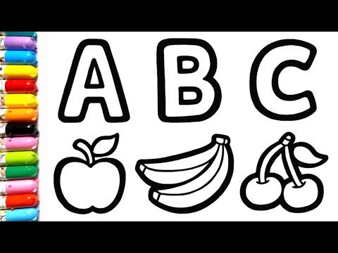 ABC Fruits Drawing, Painting and Coloring for Kids & Toddlers | Draw and Paint nutrition fruits