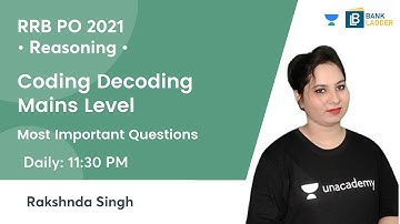 Coding Decoding Mains Level | Reasoning | Target RRB Clerk/Pre 2021 | Rakshnda Singh