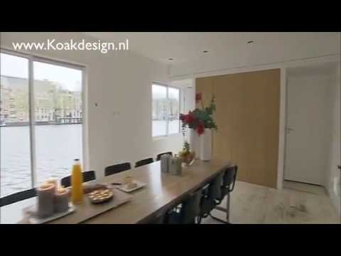 Eiken houten keuken door koak design op woonboot in amsterdam met ...