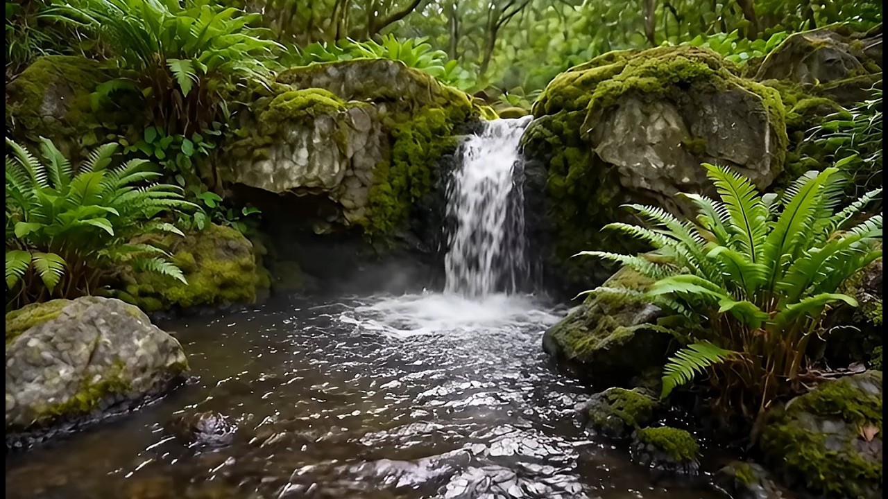 Forest Sanctuary Waterfall 🌲 Soothing Instrumental Music for Total Relaxation