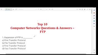 File Transfer Protocol (FTP)  Computer Networks Questions & Answers MCQ