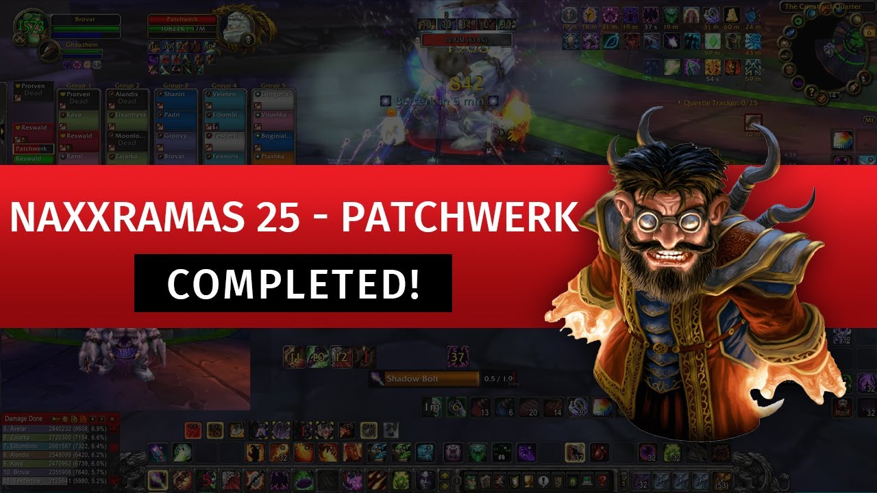 Naxxramas 25 - Patchwerk ✓ WotLK Classic ✓ Warlock ✓ Gnome ➤ Wrath of the Lich King Classic