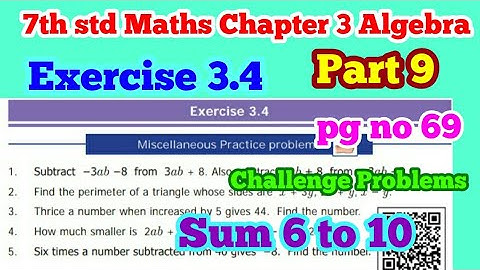 7th std Maths-Unit 3 Algebra-Exercise 3.4 challenge problems Sum 6 to 20-part 9(pgno 69)