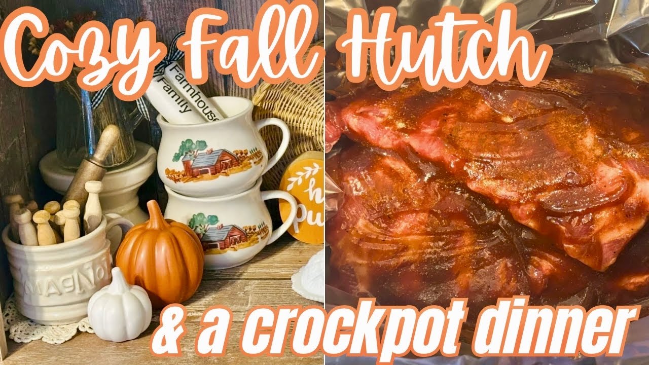 Cozy Fall Hutch Decorating + Crockpot Ribs 🍂