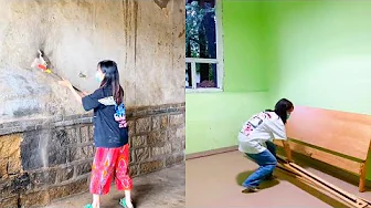 A single girl rents a dingy apartment and renovates it, eventually making it look brand new