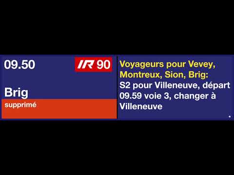 annonce CFF - l'IR90 de Lausanne à Brigue est supprimé - +connexion alternative