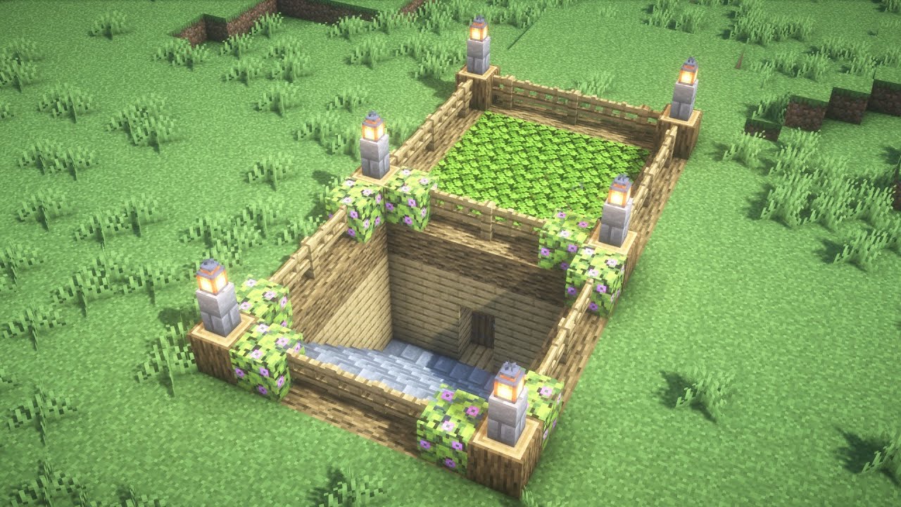 おしゃれで簡単なサバイバル地下拠点の作り方【マイクラ建築】【マインクラフト】 - YouTube
